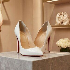 Christian Louboutin White Patent Leather Kate Pumps - Size 41